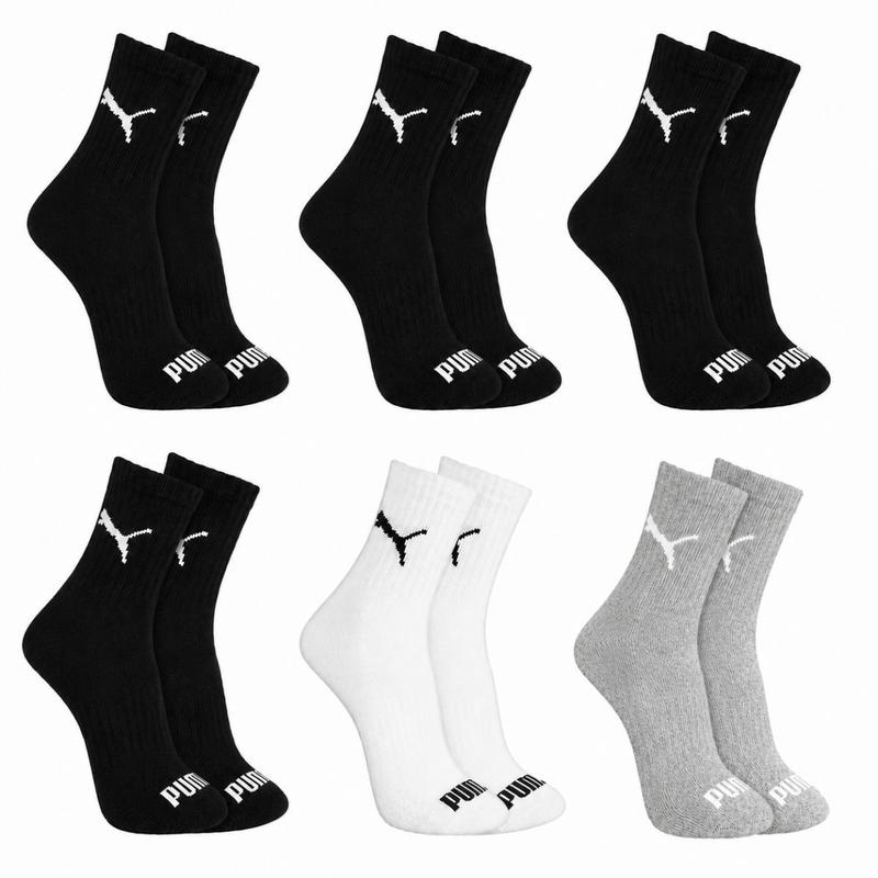Kit 6 Pares Meias Puma Cano Médio Alto Algodão Meia Adulto Masculino Feminino Academia Original